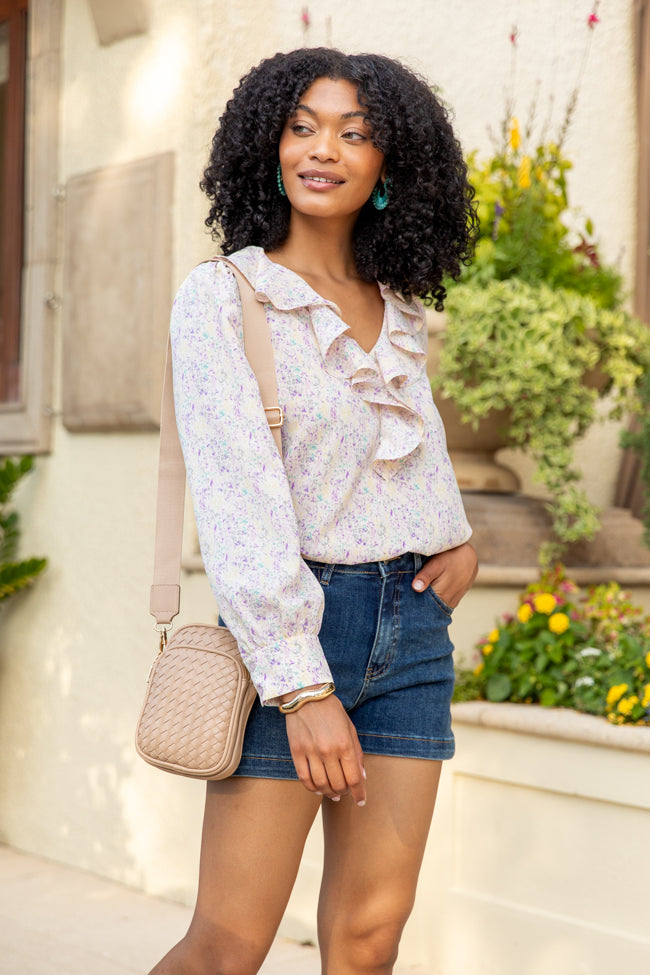 Floral Mirage Ruffle Trim Pastel Blouse FINAL SALE-Sunny Prom