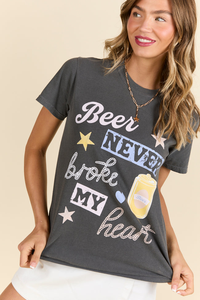 Beer Never Broke My Heart Dark Grey Graphic Tee SALE-Sunny Prom