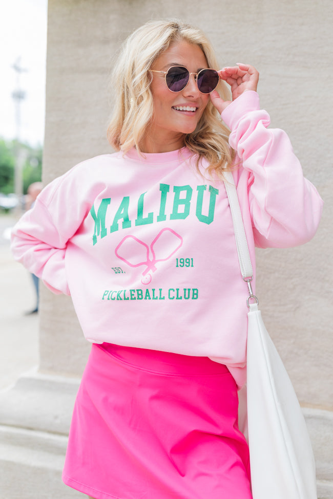Malibu Pickleball Light Pink Graphic Sweatshirt SALE-Sunny Prom