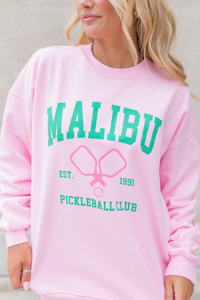 Malibu Pickleball Light Pink Graphic Sweatshirt SALE-Sunny Prom