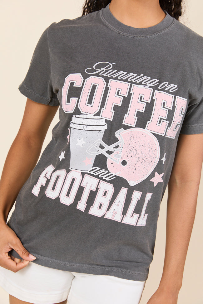 Running on Coffee and Football Dark Grey Graphic Tee SALE-Sunny Prom