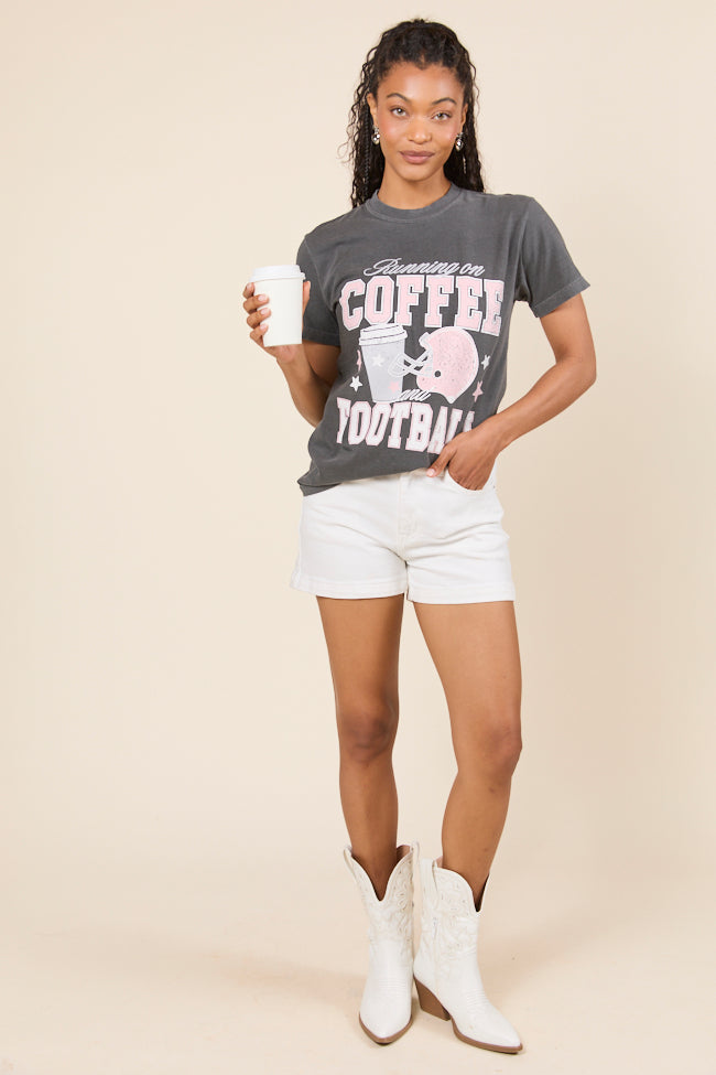 Running on Coffee and Football Dark Grey Graphic Tee SALE-Sunny Prom