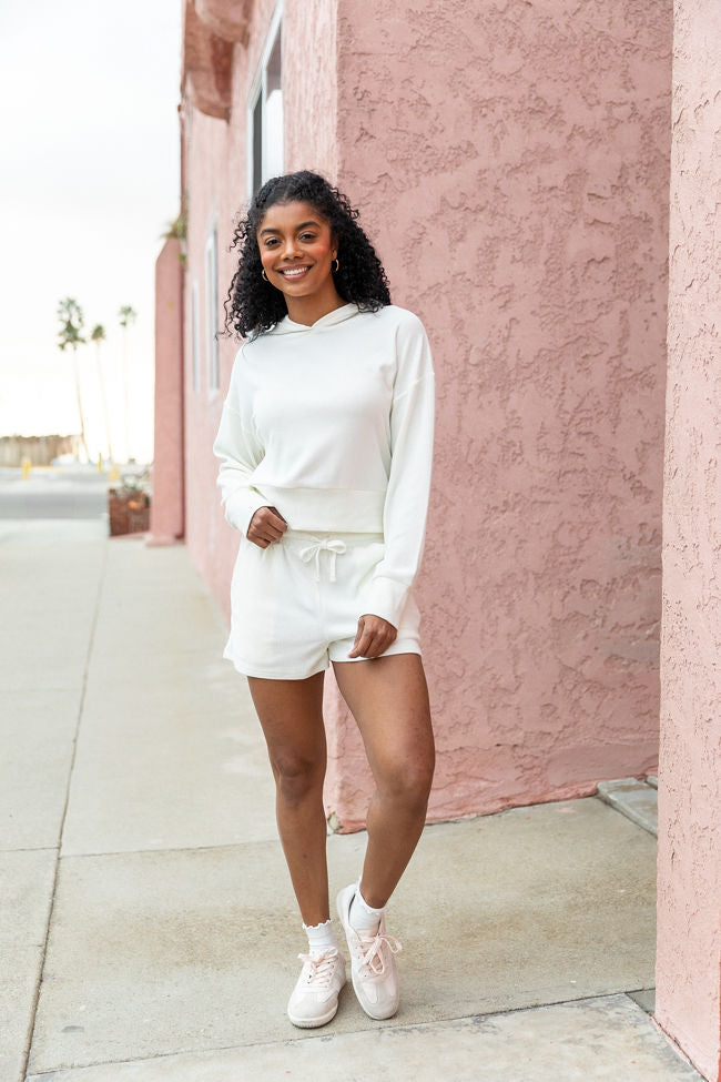 Everything I Want Ivory Ribbed Hoodie and Shorts Set FINAL SALE-Sunny Prom