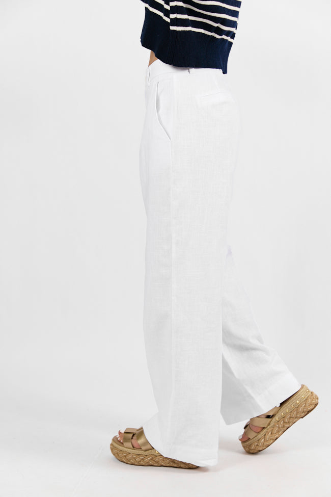 Day Off Ivory Linen Blend Pants FINAL SALE-Sunny Prom