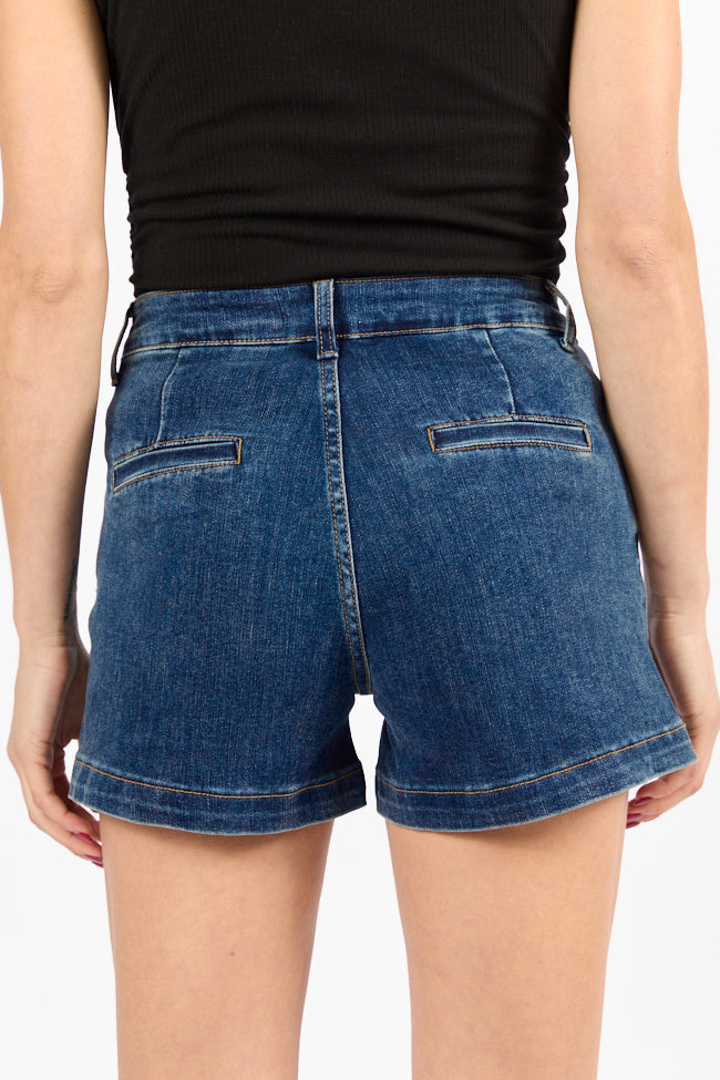 Come As You Are Dark Wash Relaxed Fit Denim Shorts-Sunny Prom