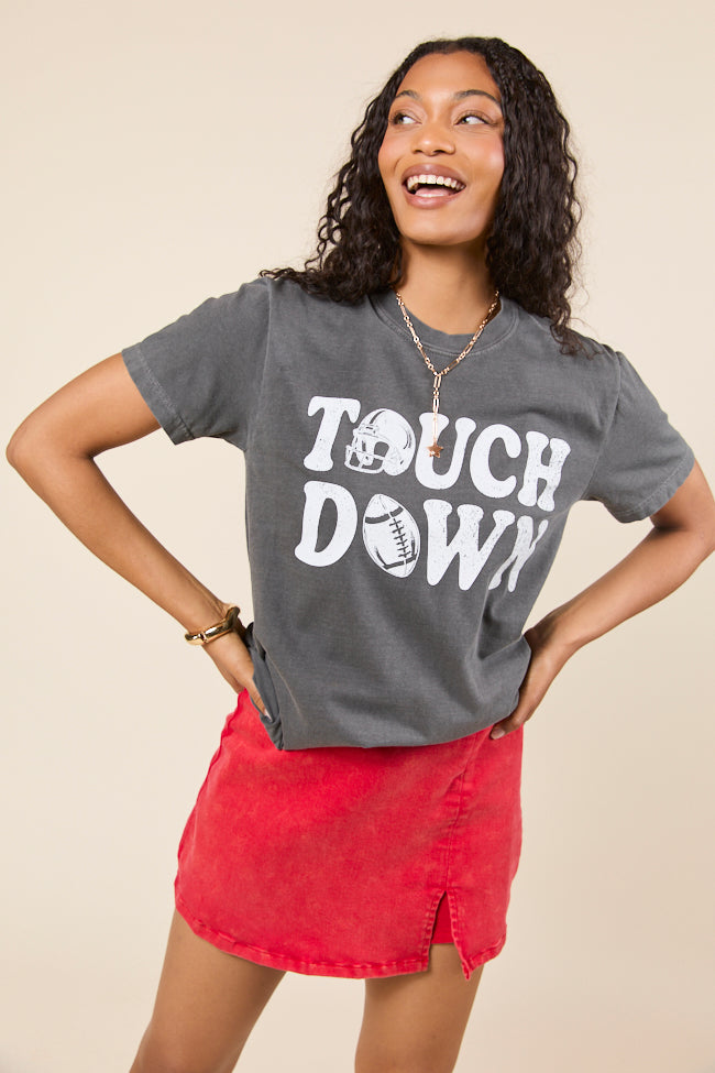 Touchdown Printed Dark Grey Graphic Tee SALE-Sunny Prom