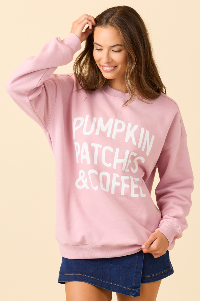 Pumpkin Patches & Coffee Mauve Graphic Sweatshirt SALE-Sunny Prom