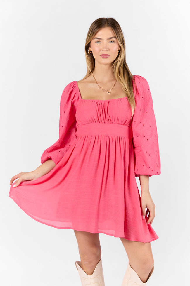 Beautiful Thoughts Pink Lace Sleeve Mini Dress FINAL SALE-Sunny Prom