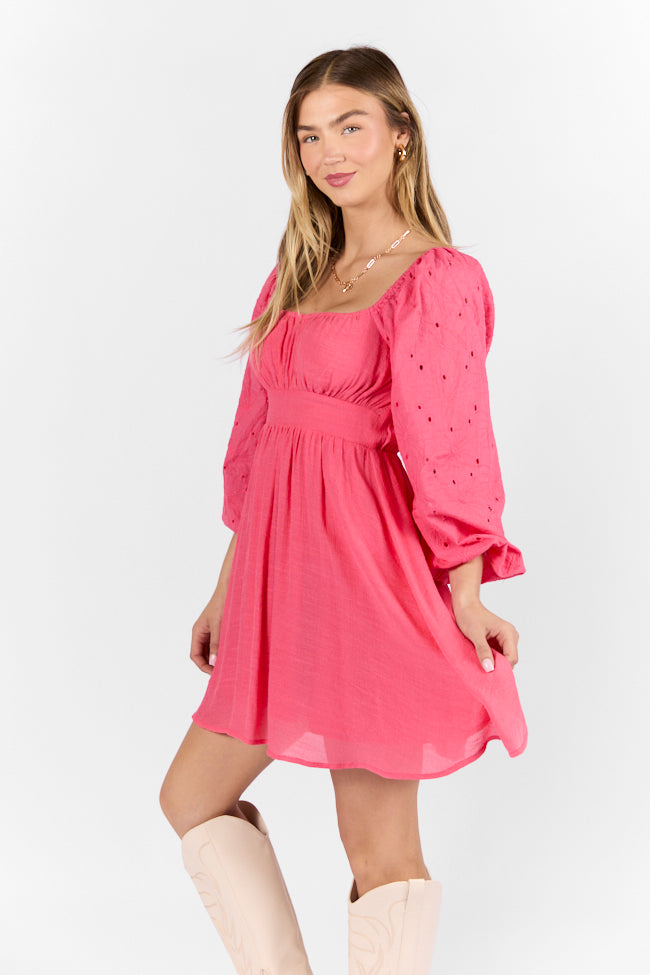 Beautiful Thoughts Pink Lace Sleeve Mini Dress FINAL SALE-Sunny Prom