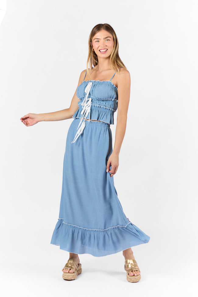 Life Made Easy Navy Bow Detail Tank and Midi Skirt Set FINAL SALE-Sunny Prom