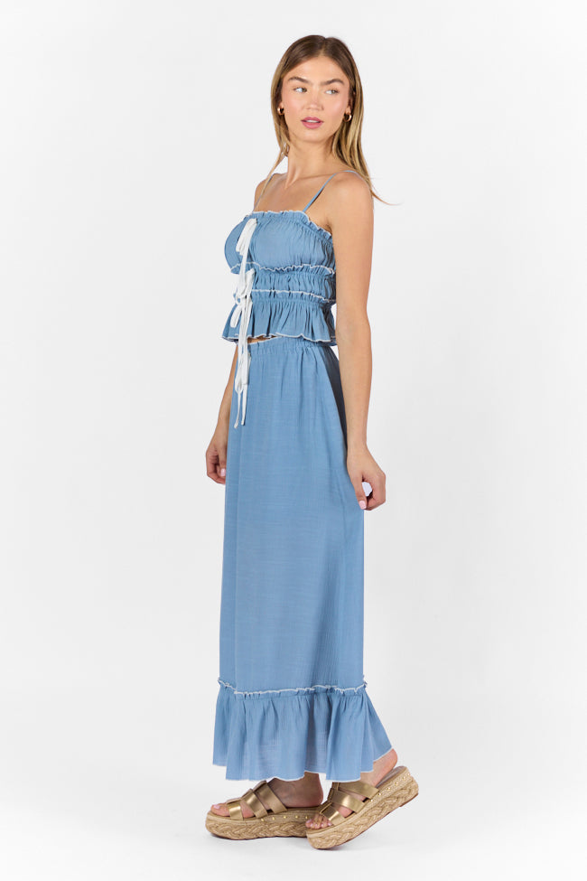 Life Made Easy Navy Bow Detail Tank and Midi Skirt Set FINAL SALE-Sunny Prom