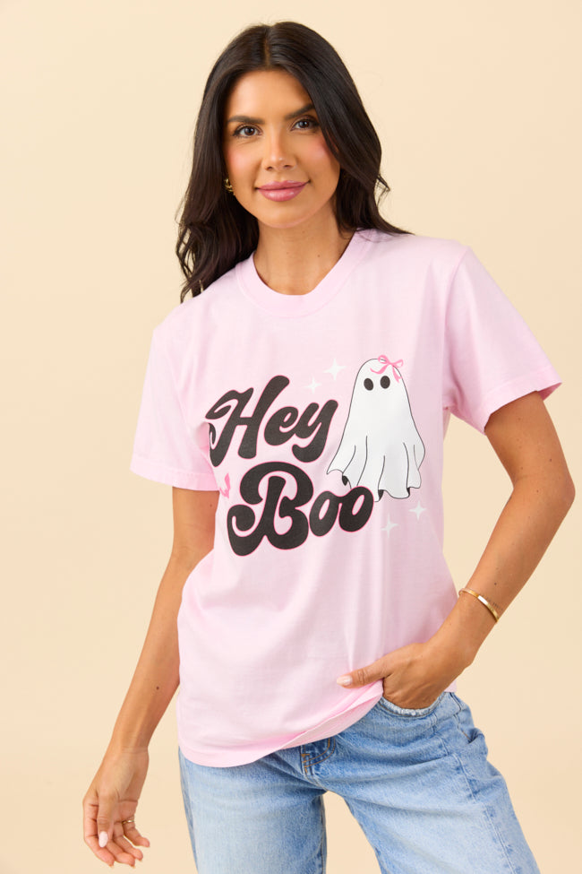 Hey Boo Light Pink Graphic Tee SALE-Sunny Prom