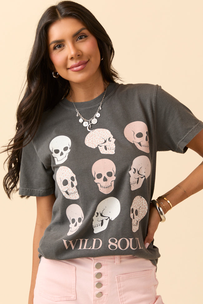 Wild Soul Skull Icons Dark Grey Graphic Tee SALE-Sunny Prom