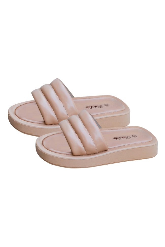 Sofia Beige Puff Platform Slides FINAL SALE-Sunny Prom