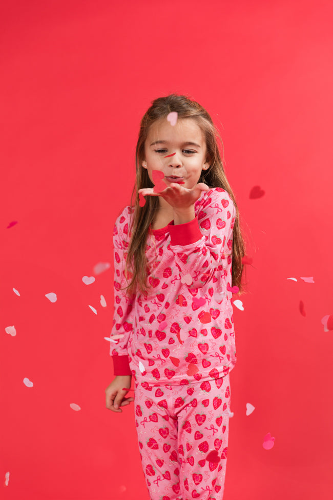 Kid's Sweet Dreams Strawberry Hearts Pajama Set FINAL SALE-Sunny Prom