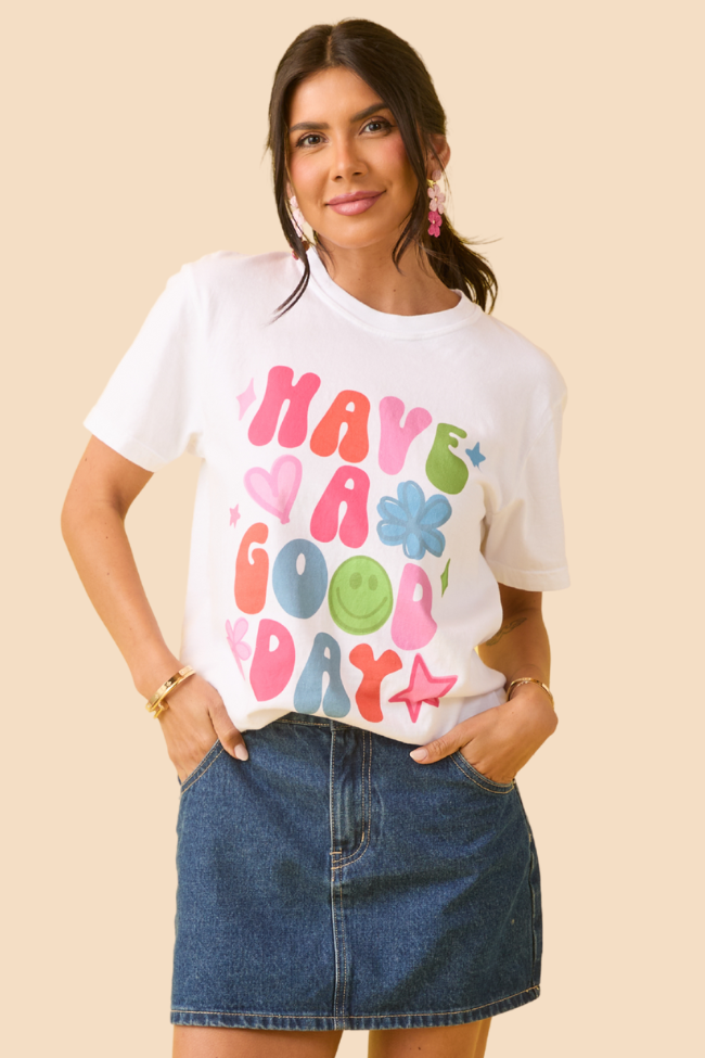 Have A Good Day White Graphic Tee SALE-Sunny Prom