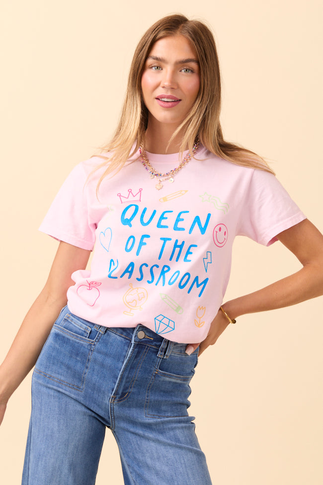 Queen Of The Classroom Light Pink Graphic Tee SALE-Sunny Prom