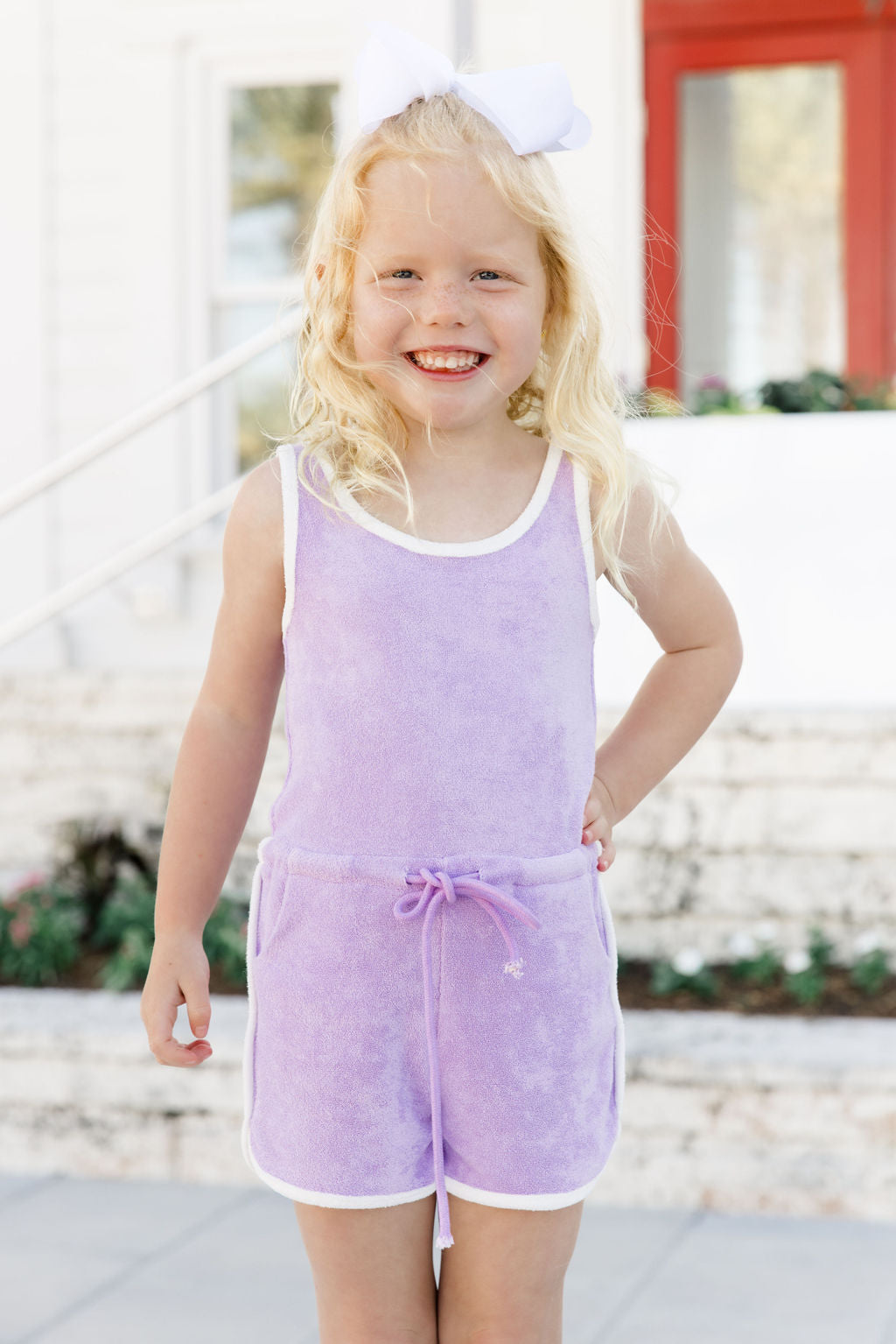 Kid's Rylee Lilac Terry Cloth Romper FINAL SALE-Sunny Prom