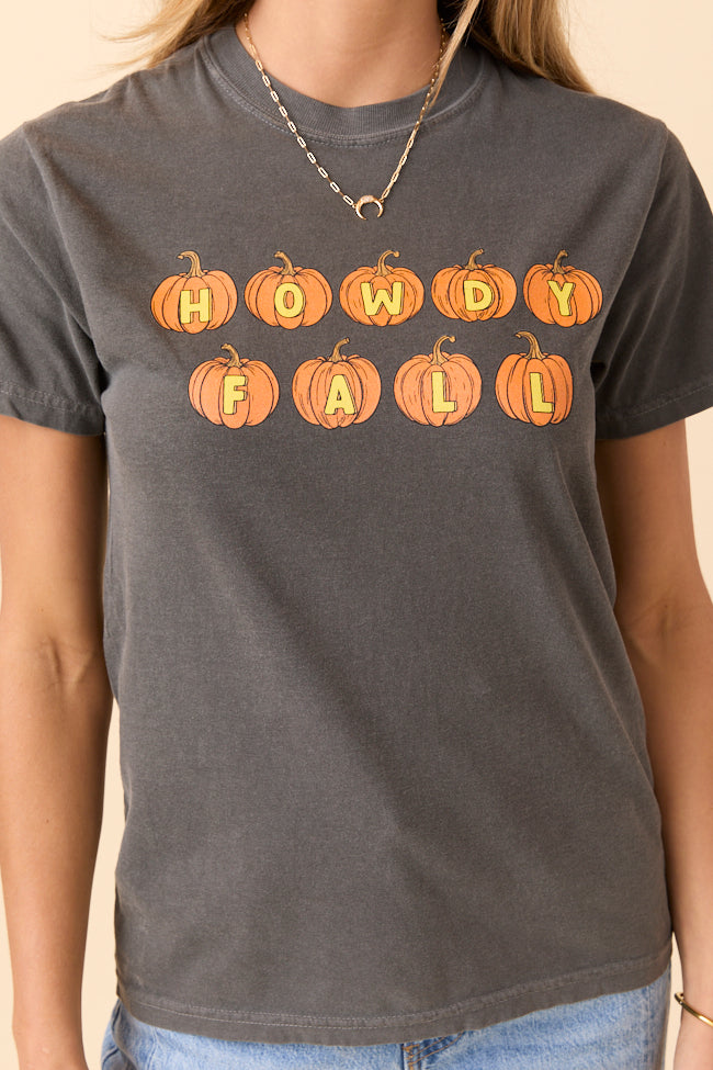Howdy Fall Pumpkin Dark Grey Graphic Tee SALE-Sunny Prom