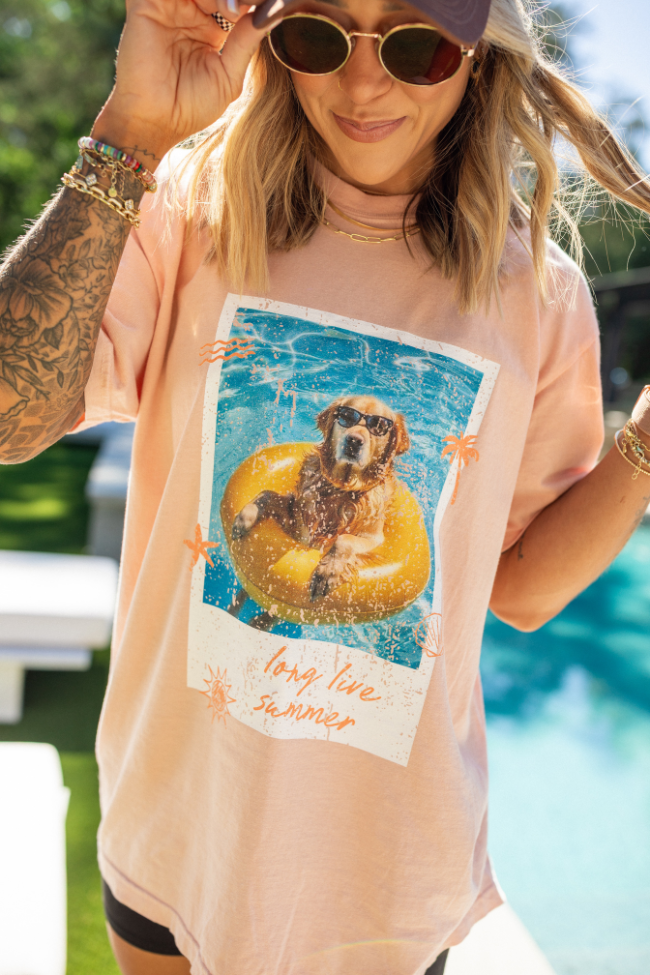 The Theo Long Live Summer Orange Graphic Tee Holley Gabrielle X Sunny Prom-Sunny Prom