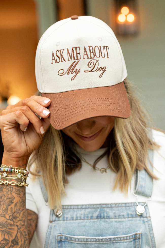 Ask Me About My Dog  Brown Trucker Hat Holley Gabrielle X Sunny Prom-Sunny Prom