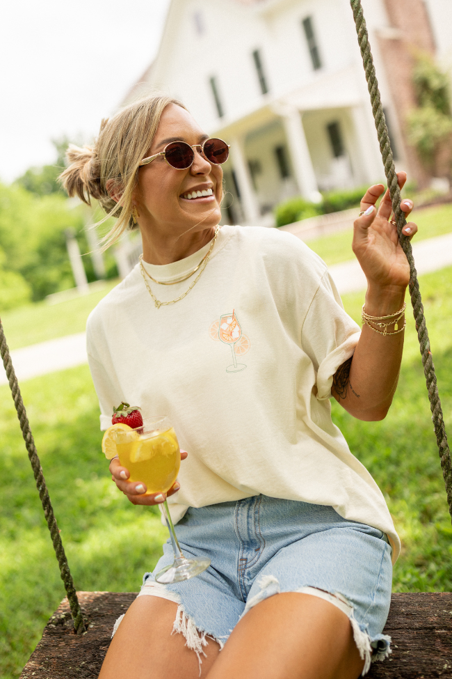 The Kollyns Happy Lil' Thang Ivory Graphic Tee Holley Gabrielle X Sunny Prom-Sunny Prom