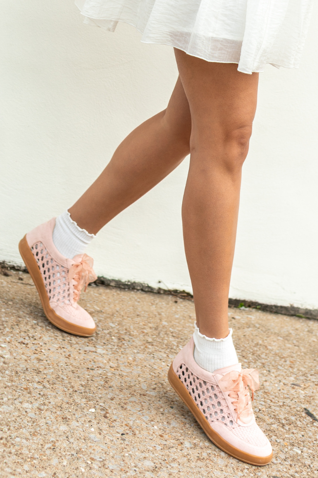 Julie Blush Crochet Detailed Sneakers-Sunny Prom