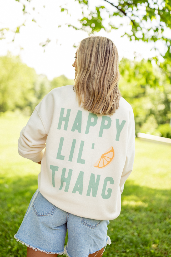 The Kollyns Happy Lil' Thang Cream Graphic Sweatshirt Holley Gabrielle X Sunny Prom-Sunny Prom