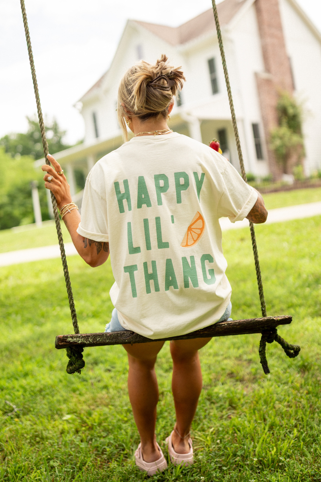 The Kollyns Happy Lil' Thang Ivory Graphic Tee Holley Gabrielle X Sunny Prom-Sunny Prom