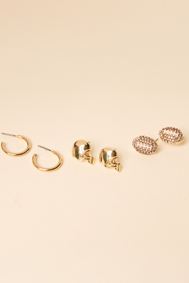 Casey Football Trio Earring Set-Sunny Prom