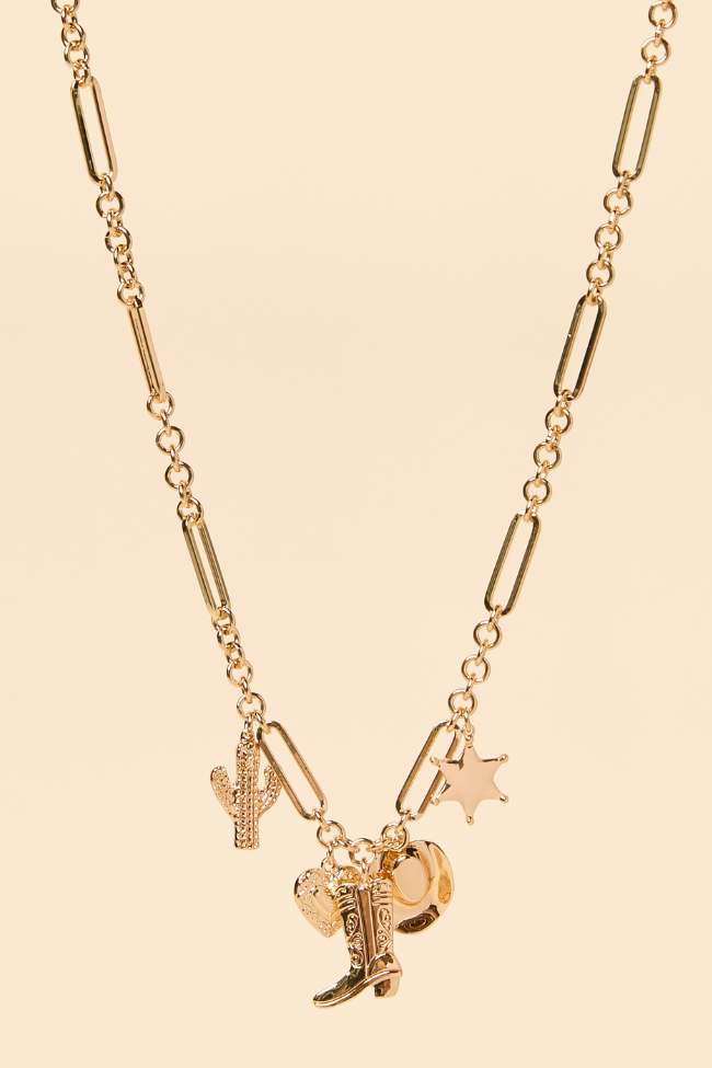 Nina Gold Western Charm Necklace-Sunny Prom