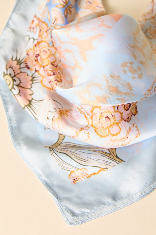 Anastasia Blue Floral Scarf-Sunny Prom