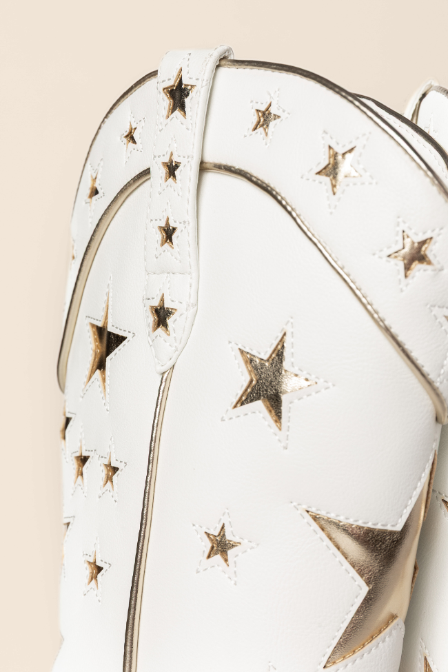 Dollie White and Gold Metallic Star Boots SALE-Sunny Prom