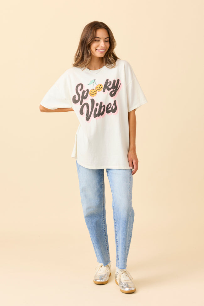 Spooky Vibes Off White Oversized Graphic Tee SALE-Sunny Prom