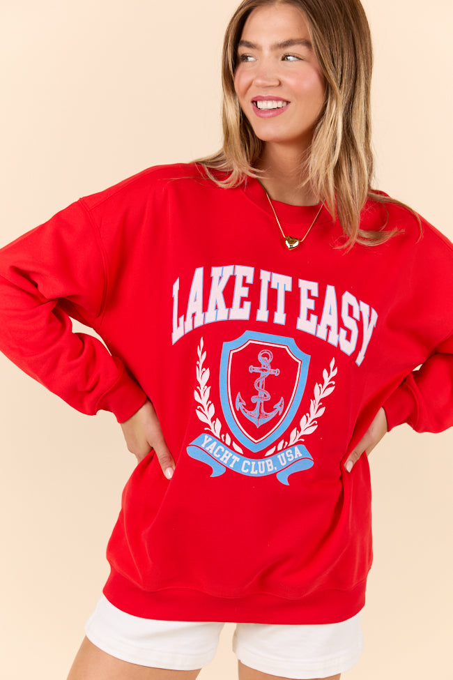 Lake It Easy Red Graphic Sweatshirt SALE-Sunny Prom