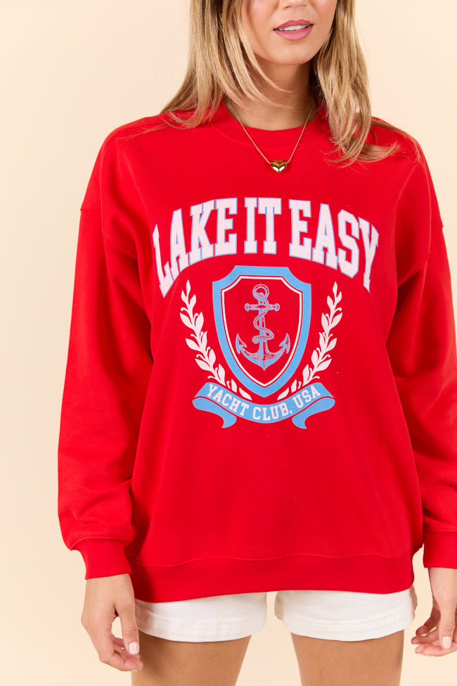 Lake It Easy Red Graphic Sweatshirt SALE-Sunny Prom