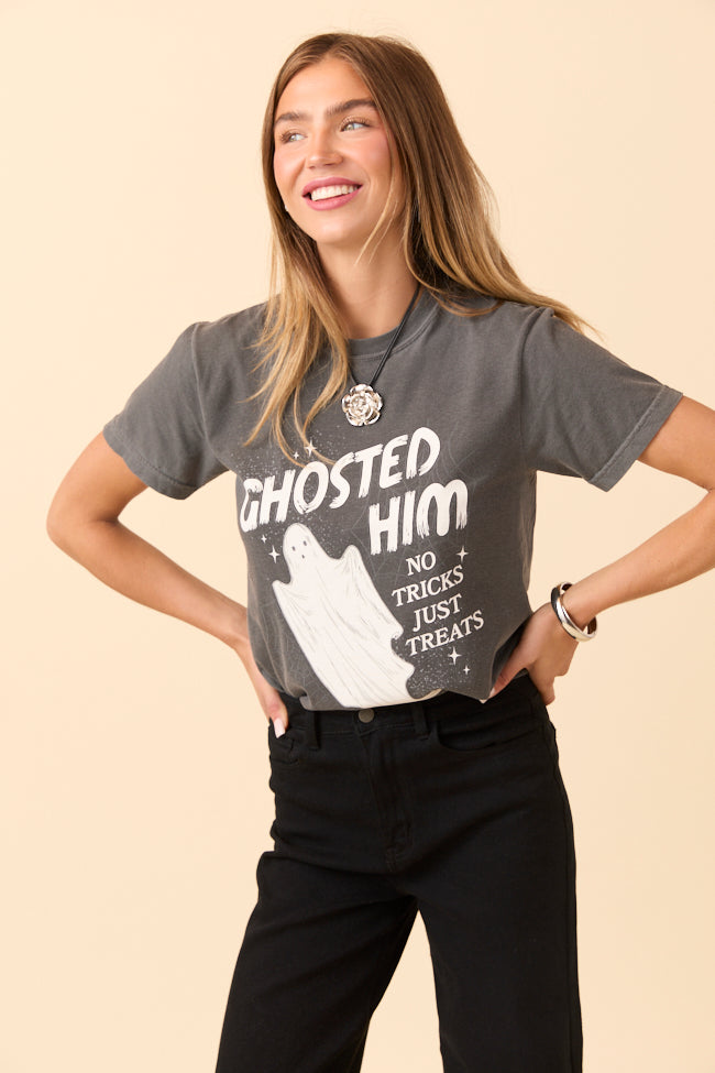 Ghosted Him Dark Grey Graphic Tee SALE-Sunny Prom