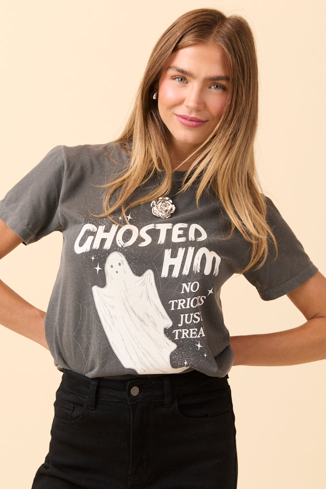 Ghosted Him Dark Grey Graphic Tee SALE-Sunny Prom