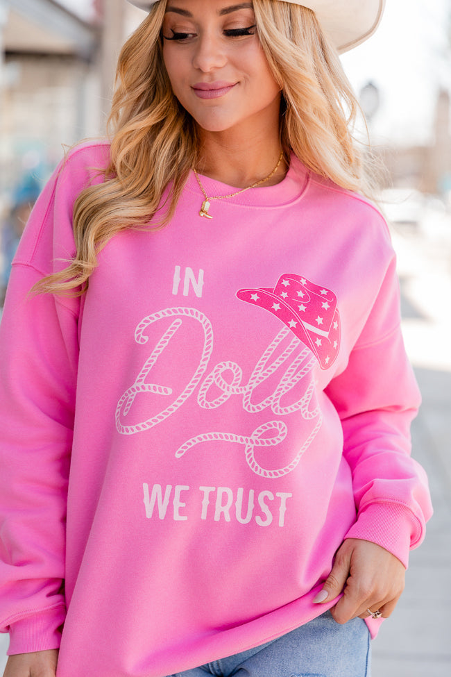 In Dolly We Trust Pink Graphic Sweatshirt SALE-Sunny Prom