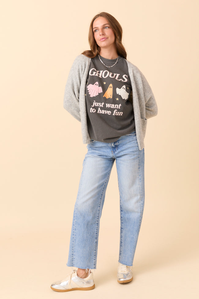 Ghouls Just Want To Have Fun Dark Grey Graphic Tee SALE-Sunny Prom