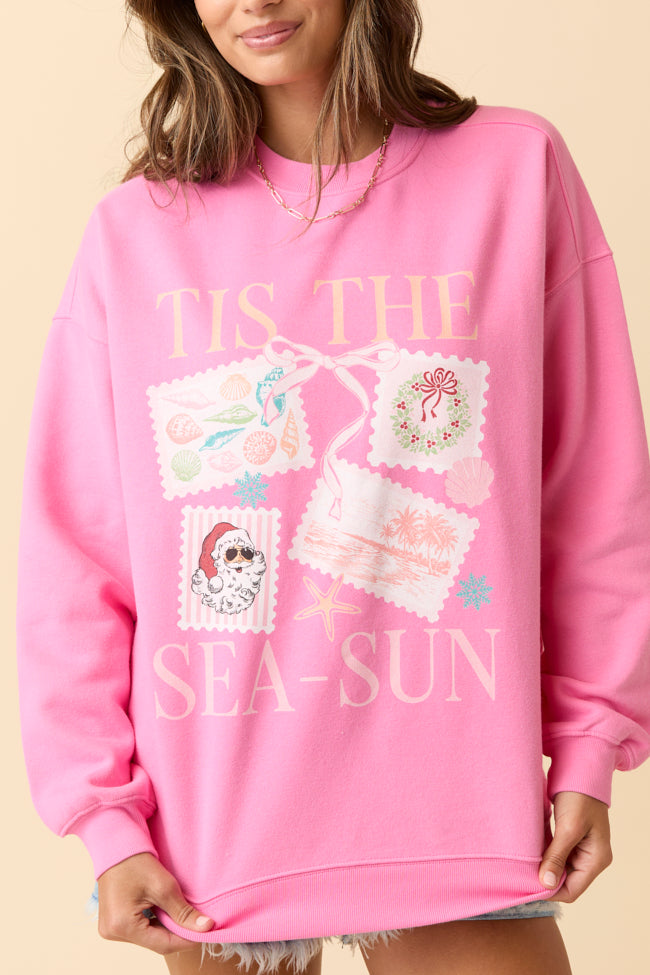 Tis The Sea-Sun Pink Graphic Sweatshirt SALE-Sunny Prom