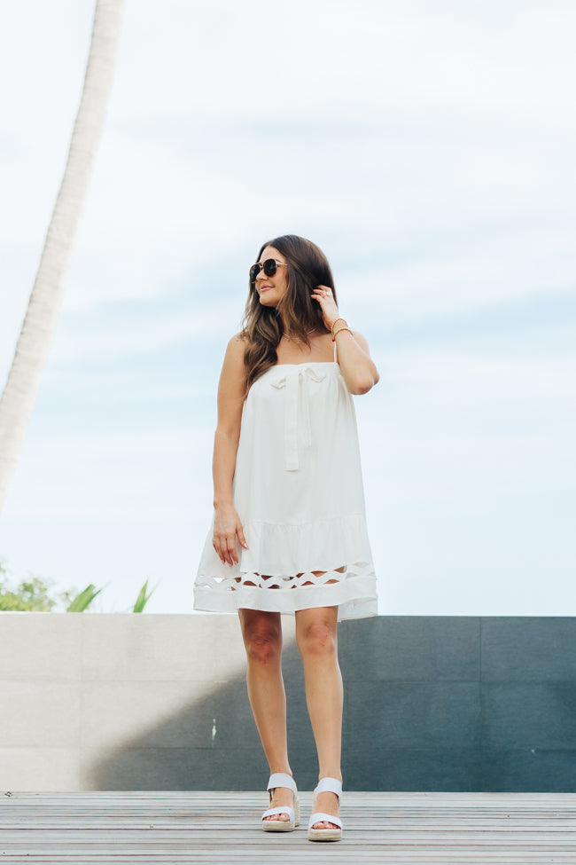 Saltwater Soul Ivory Lattice Mini Dress FINAL SALE-Sunny Prom