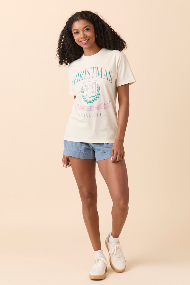 Christmas Social Club Ivory Graphic Tee SALE-Sunny Prom