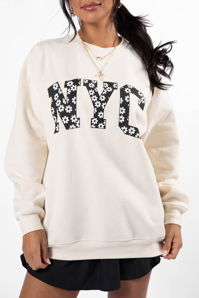 NYC Daisy Cream Graphic Sweatshirt SALE-Sunny Prom