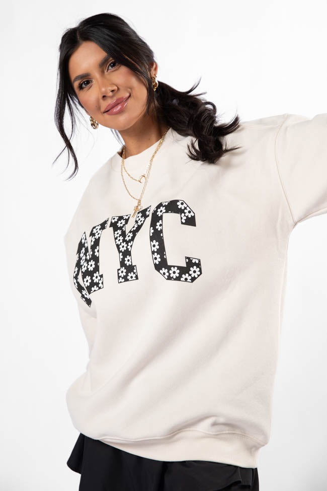 NYC Daisy Cream Graphic Sweatshirt SALE-Sunny Prom