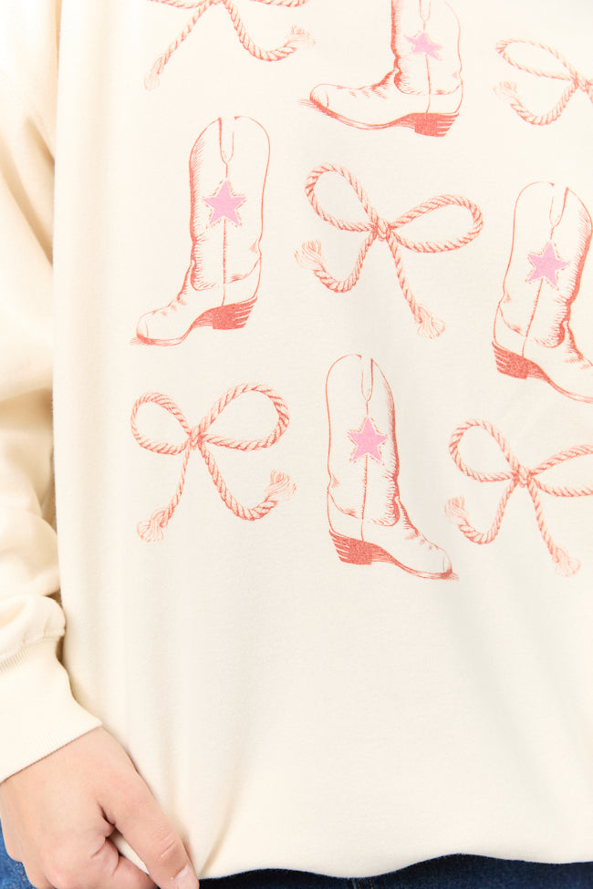 Bows and Boots Cream Graphic Sweatshirt SALE-Sunny Prom