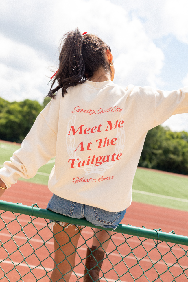Meet Me At The Tailgate Cream Graphic Sweatshirt SALE-Sunny Prom