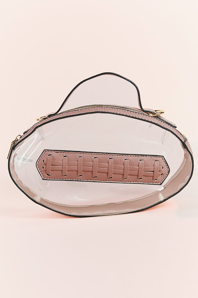 Kelce Pink Football Clear Bag-Sunny Prom