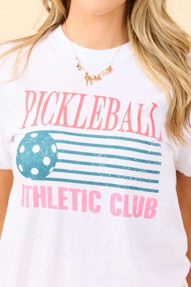 Pickleball Athletic Club White Graphic Tee SALE-Sunny Prom