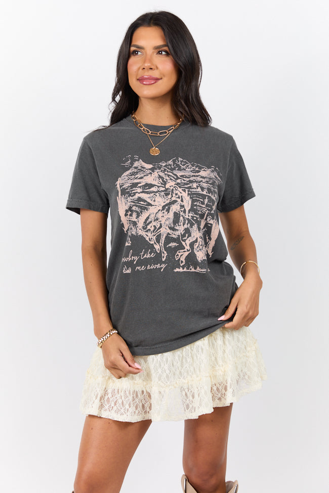 Cowboy Take Me Away Dark Grey Graphic Tee SALE-Sunny Prom